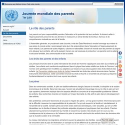Le rôle des parents - Journée mondiale des parents, 1er juin