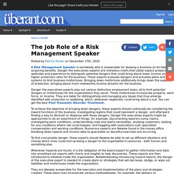 The Job Role of a Risk Management Speaker