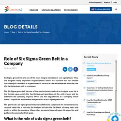 Role of Six Sigma Green Belt In a Company