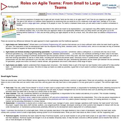 Roles on Agile Teams: From Small to Large Teams