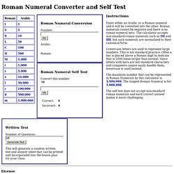 Roman Numeral Conversion and Self Test