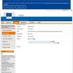 DG SANCO - Rapport OAV : Romania 2018-6410 Food information to consumers and nutrition and health claims made on foods Nov 2018 Report details