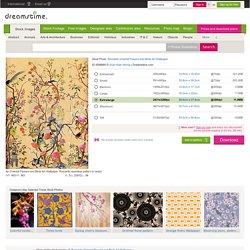 Romantic Oriental Flowers And Birds Art Wallpaper Stock Photo - Image: 4598880