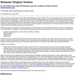 Romany (Gypsy) Names