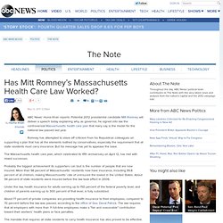 Has Mitt Romney’s Massachusetts Health Care Law Worked?