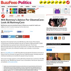 Mitt Romney's Advice For ObamaCare: Look At RomneyCare