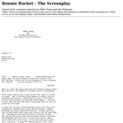 Ronnie Rocket Screenplay