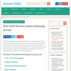 Best 3600 Roseau Latest whatsapp groups - Answer Daily