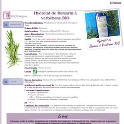 Fiche technique hydrolat de Romarin à verbénone BIO - Rosmarinus officinalis CT verbenone