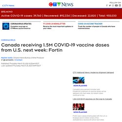 Rounding out first quarter deliveries, Canada receiving 1.5M COVID-19 vaccine doses from U.S. next week