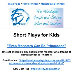 Short Plays and Skits for Kids (royalty free no cost scripts) #acting for #school