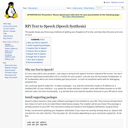 RPi Text to Speech (Speech Synthesis)