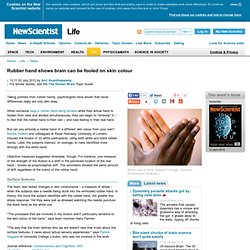 Rubber hand shows brain can be fooled on skin colour - life - 02 July 2012