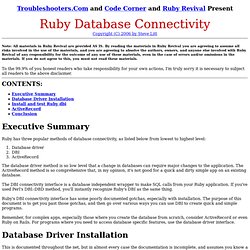 Ruby DBI: Database Access