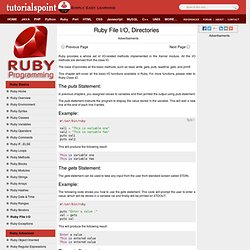 Ruby File I/O, Directories
