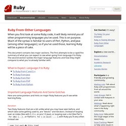 Ruby From Other Languages