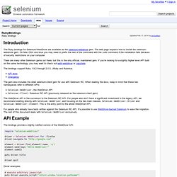 RubyBindings - selenium - Ruby bindings - Browser automation framework