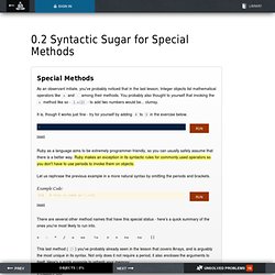 Ruby Primer - Syntactic Sugar for Special Methods