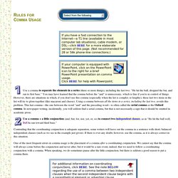 Rules for Comma Usage