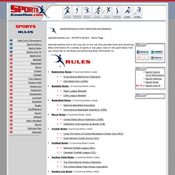 Rules Index Page - SportsKnowHow.com