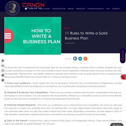 11 Rules to Write a Solid Business Plan