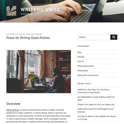 Rules for Writing Good Articles