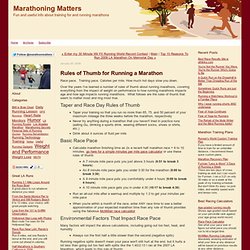 Rules of Thumb for Running a Marathon (Marathoning Matters)