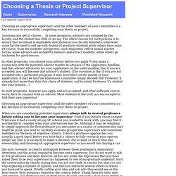 R. Runté's How to Choose a Thesis Supervisor