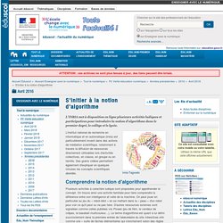 S'initier à la notion d'algorithme — Enseigner avec le numérique