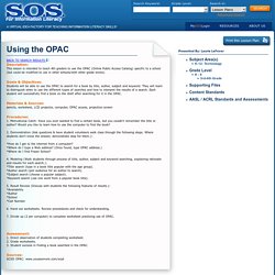 Monisha: S.O.S. for Information Literacy - Using the OPAC