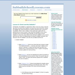 Christ and the Sabbath (Christ and His Law: Lesson 5) - SabbathSchoolLessons.com