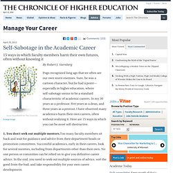 Self-Sabotage in the Academic Career - Manage Your Career