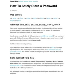 How To Safely Store A Password