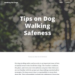 Tips on Dog Walking Safeness