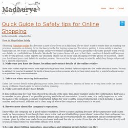 Quick Guide to Safety tips for Online Shopping - aolmadhurya