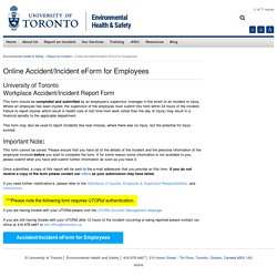 Online Accident/Incident eForm for Employees - Environmental Health & SafetyEnvironmental Health & Safety