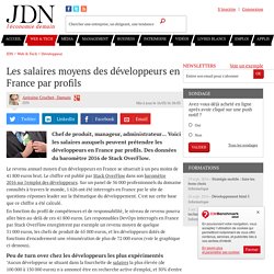 Les salaires moyens des développeurs en France par profils
