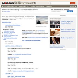 Salaries of Government Officials – Current Annual Salaries of Top US Government Officials