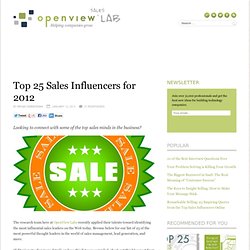 Top 25 Sales Influencers for 2012