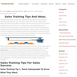 Sales Training Tips and Ideas
