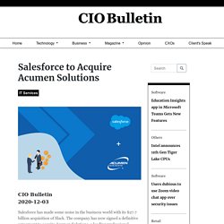 Salesforce to Acquire Acumen Solutions