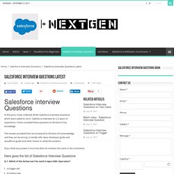 Salesforce interview Questions Latest - SalesforceNextGen