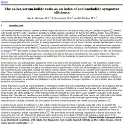 The saliva/serum iodide ratio as an index of sodium/iodide symporter efficiency