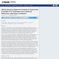 PLOS 11/09/15 Whole Genome Sequence Analysis of Salmonella Enteritidis PT4 Outbreaks from a National Reference Laboratory’s Viewpoint