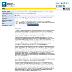 UNIVERSITY OF NOTTINGHAM - 2016 - Thèse en ligne : The survival and control of Salmonella in low water activity foods' environments