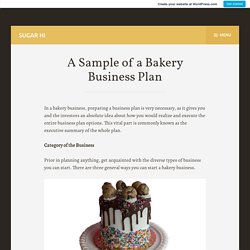 A Sample of a Bakery Business Plan