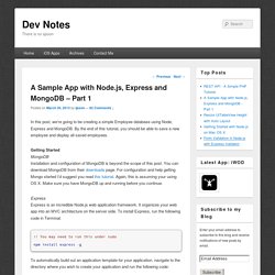 A Sample App with Node.js, Express and MongoDB – Part 1
