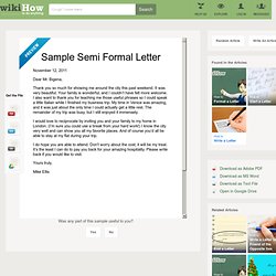 Sample Semi Formal Letter
