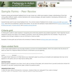Sample Forms - Peer Review
