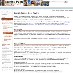 Sample Forms - Peer Review